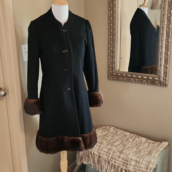 Lilli Ann Jackets & Blazers - Vintage Mink Trimmed Wool Tweed Coat